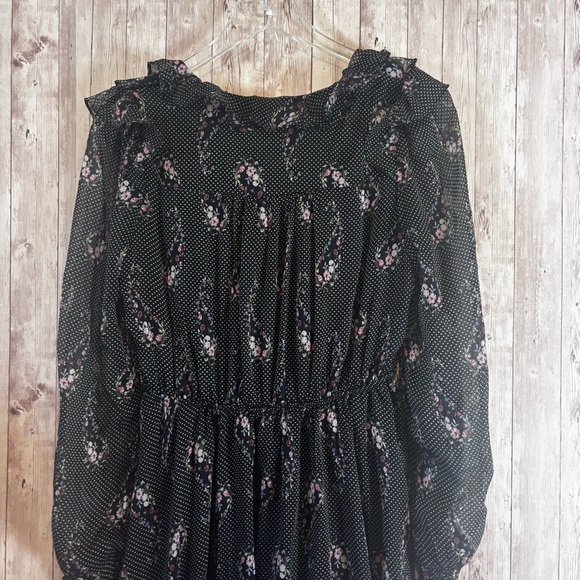 Calista Ruffled Polka Dot Floral Midi Dress - Picture 8 of 11